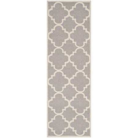 Safavieh Dhurries Hand Woven Flat Weave Rectangle Rug- Dark Grey - Ivory- 2 Ft. 6 In. X 14 Ft. DHU633G-214